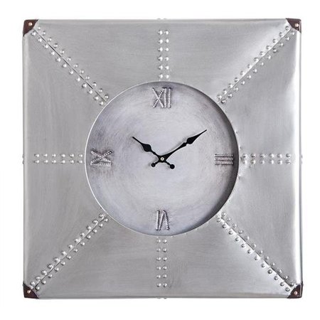 UTOPIA ALLEY Utopia Alley Oversized Roman Square Wall Clock  24"  Beautiful Silver Rustic Finish CL29SV